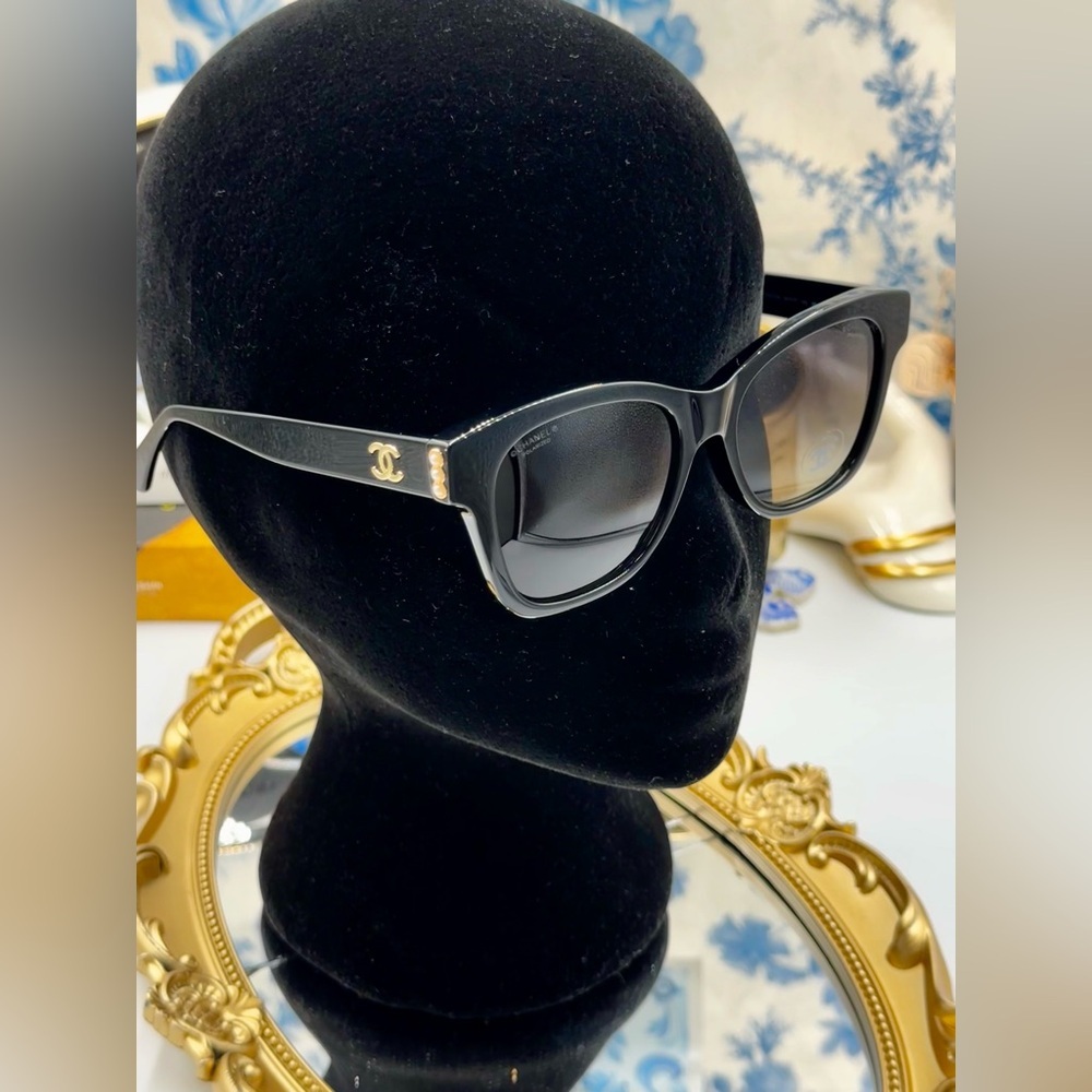 🆕 CHANEL 🧿 NWOT  Square Acetate Polarized Pearl CC Square Sunglasses, 5482-H - Picture 10 of 16